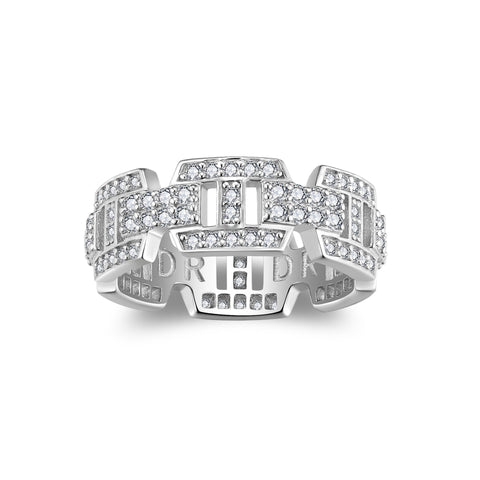 S925 Silver Plated 18K White Gold moissanite row ring