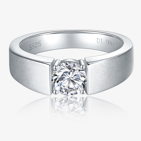 1 Carat Moissanite Frosted Simple Mens Ring