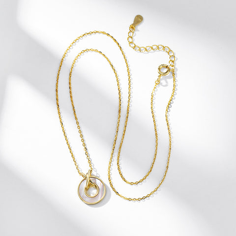 Golden s925 Silver with Round Pendant Necklace