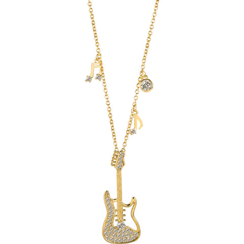 Champagne Gold Guitar Pendant Necklace