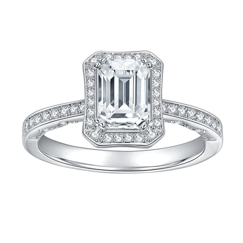 D Colour Moissanite Emerald Cut 5X7mm Ring