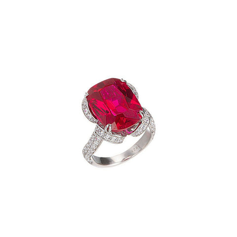 S925Silver Pigeon Blood Ruby Cushion Ring 12x16mm