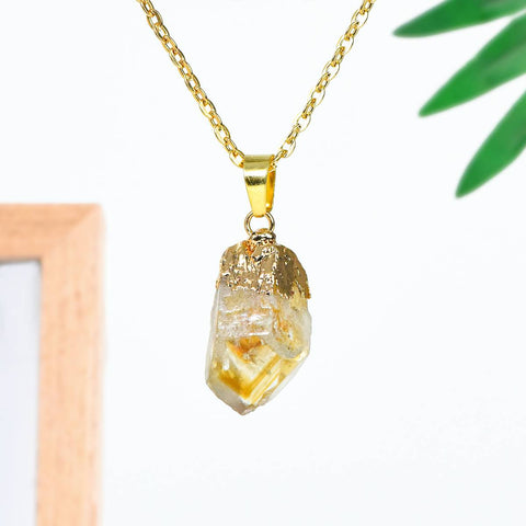 Citrine Tooth Pendant Necklace