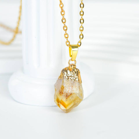 Citrine Tooth Pendant Necklace