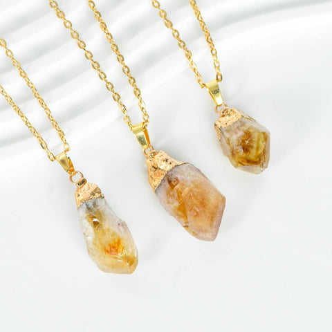 Citrine Tooth Pendant Necklace