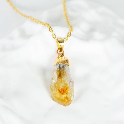 Citrine Tooth Pendant Necklace