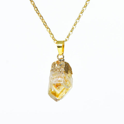 Citrine Tooth Pendant Necklace