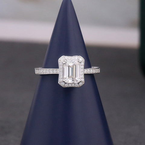 D Colour Moissanite Emerald Cut 5X7mm Ring