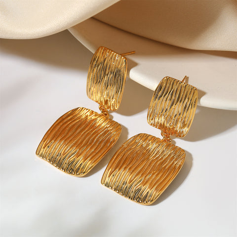 Vintage Brushed Textured Metal Earrings