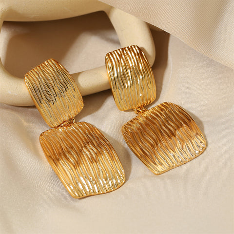 Vintage Brushed Textured Metal Earrings