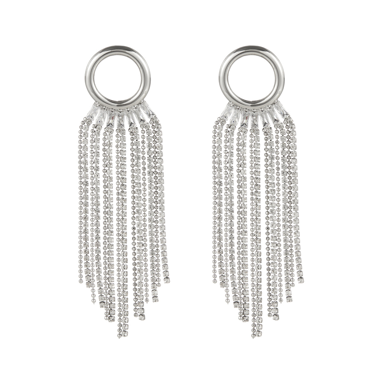 Geometric Round Chain Tassel Earrings