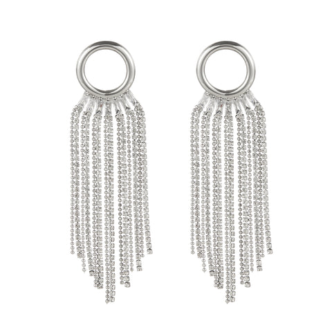 Geometric Round Chain Tassel Earrings