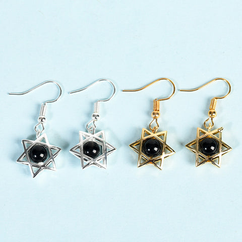 Natural Crystal Raw Stone Six Stars Earrings