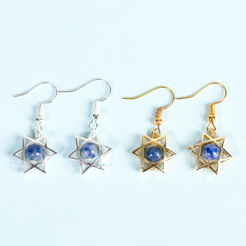 Natural Crystal Raw Stone Six Stars Earrings