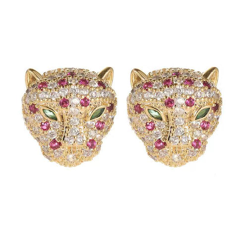 Unique and delicate leopard head earrings