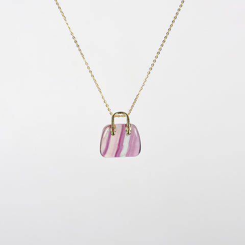 Natural Crystal Shoe Shape Bag Pendant Necklace