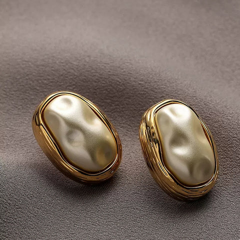 Vintage French Pearl Silver Pin Earrings