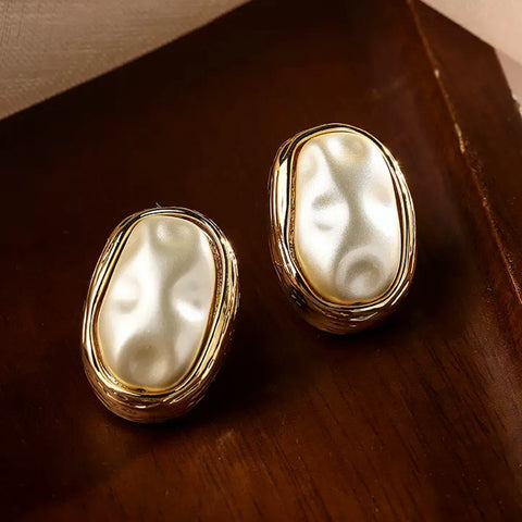 Vintage French Pearl Silver Pin Earrings