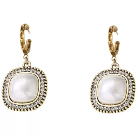 Vintage Genuine Gold Pearl Micro Zirconia Earrings