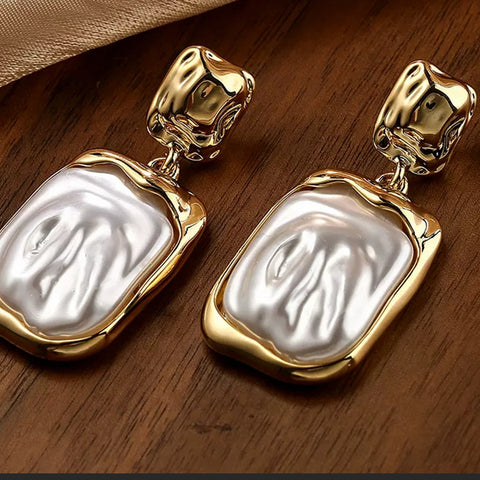 Shaped Baroque Pearl Large Earrings