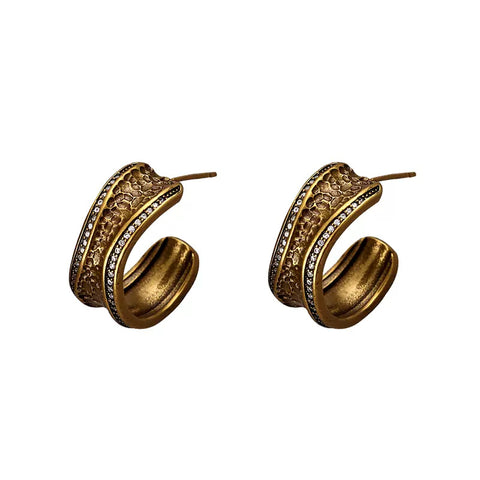 Vintage Micro Zirconia Bronze Earrings