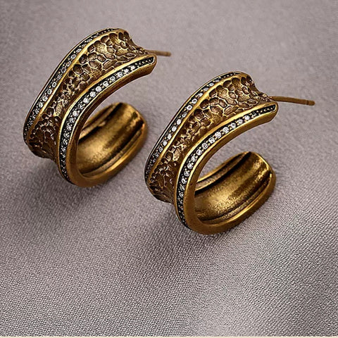 Vintage Micro Zirconia Bronze Earrings