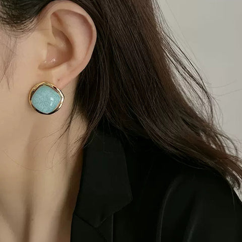 Slightly Blue Square Earrings