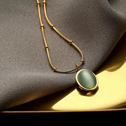 Fashion Simple Cat's Eye Stone Pendant Necklace