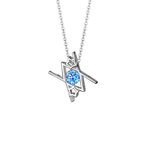 Aquamarine Zirconia Pendant 12 Constellation S925 Silver Necklace