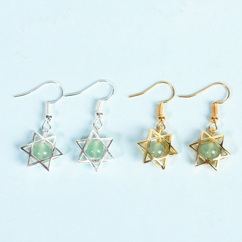 Natural Crystal Raw Stone Six Stars Earrings