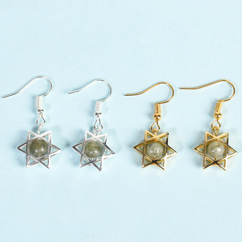 Natural Crystal Raw Stone Six Stars Earrings