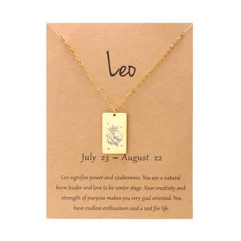 12 Constellation Square Fashion Pendant Necklace