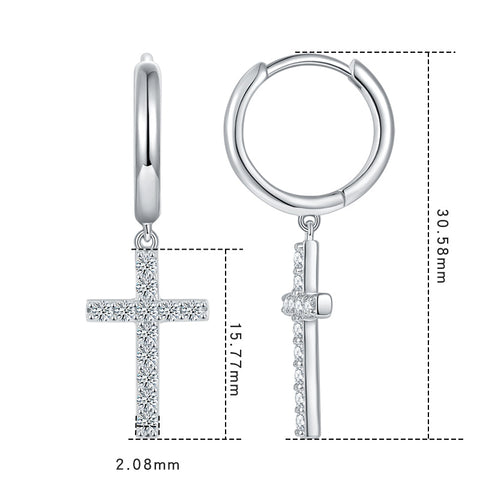 Moissanite Cross Earrings for Men and Women