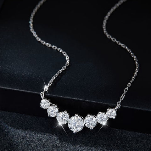 S925Silver Beautifully Set Round Moissanite Necklace