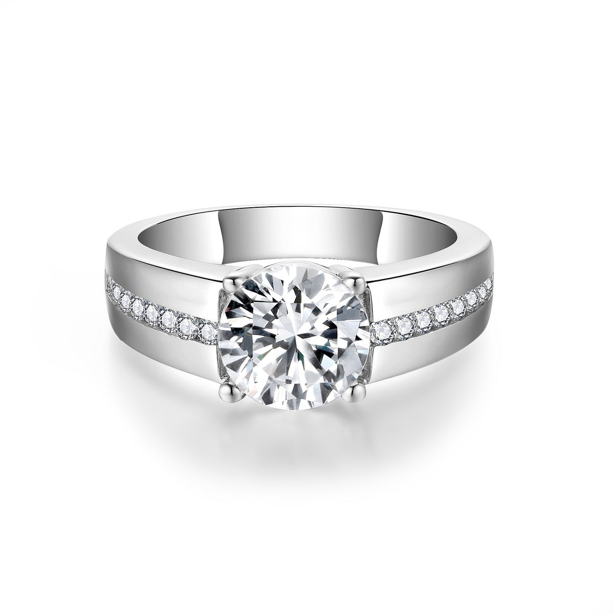 Moissanite Round 2 Carat Fashionable Four Claw Ring