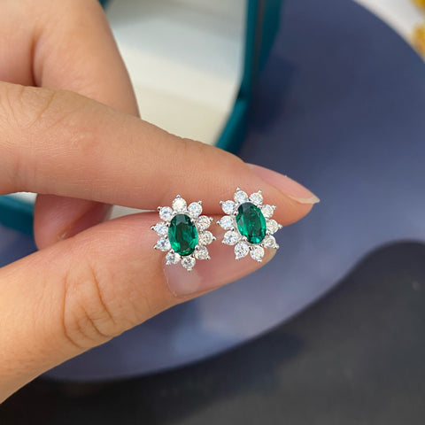 Cultured Emerald Egg Earrings