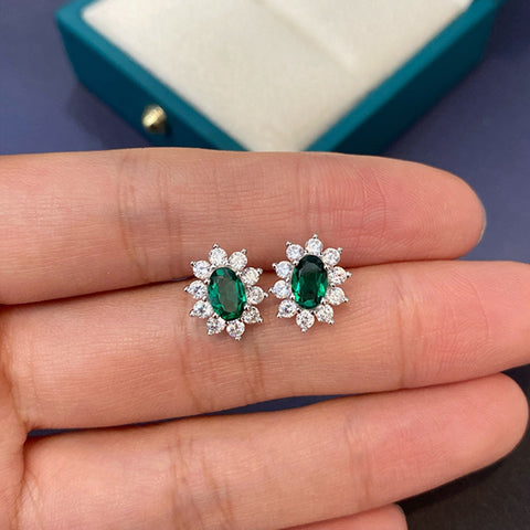 Cultured Emerald Egg Earrings