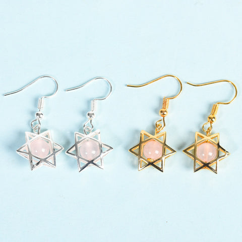 Natural Crystal Raw Stone Six Stars Earrings