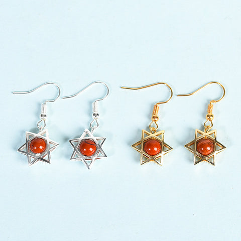 Natural Crystal Raw Stone Six Stars Earrings