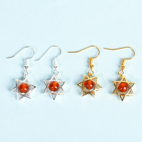 Natural Crystal Raw Stone Six Stars Earrings